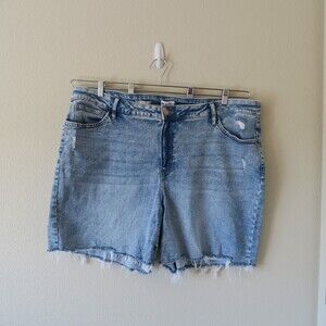 AVA + VIV High Rise Denim Shorts Sz 26 Plus 6.5" Inseam Bermuda Cut Offs Stretch